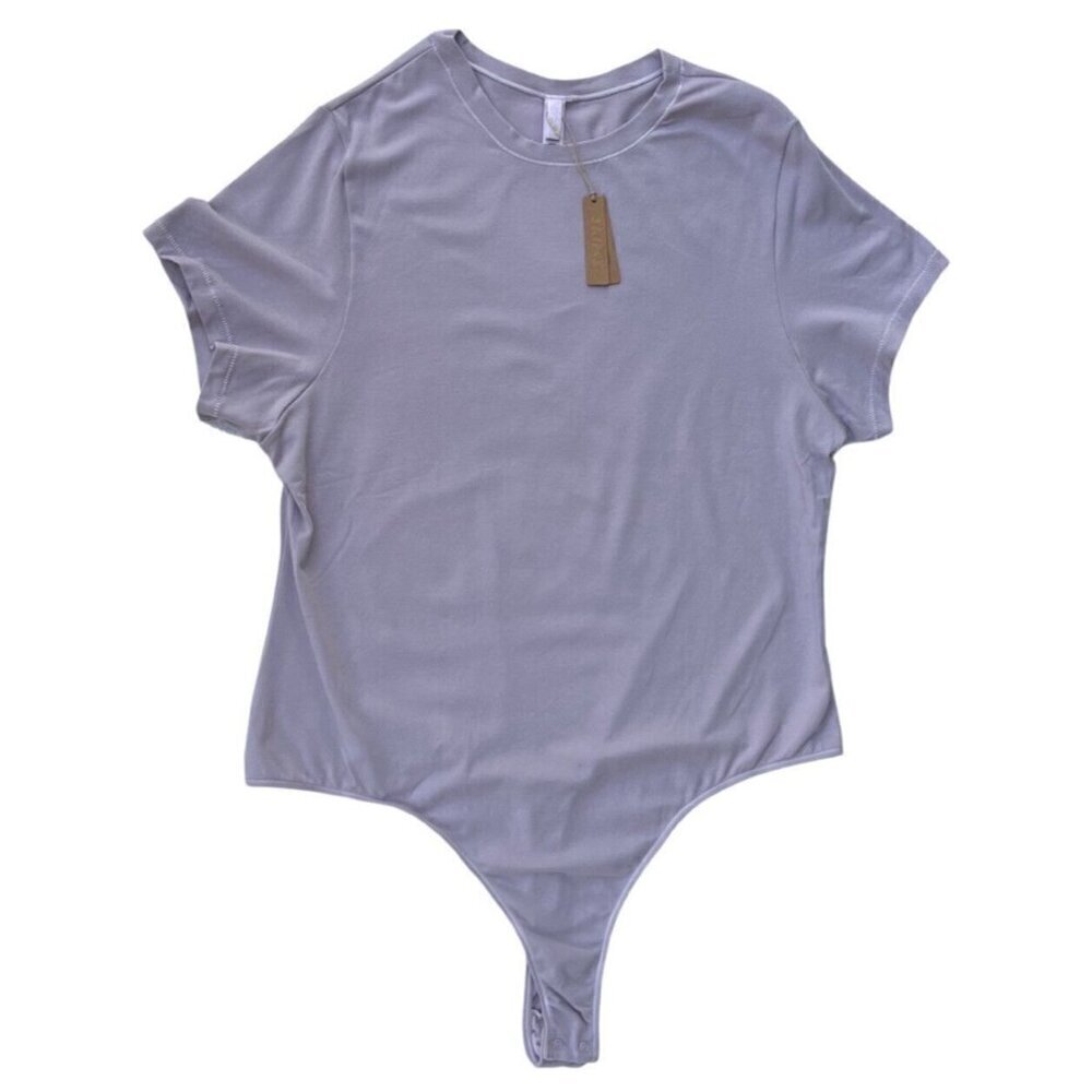 SKIMS Women's Cotton Short Sleeve T-Shirt Bodysuit Iris Mica 4X